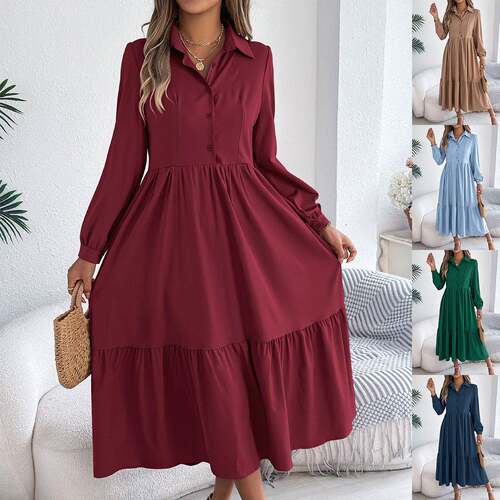 LUNE Plus Size Casual Dress with Mid-Length Sleeves Front