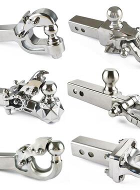 304不锈钢拖车钩推车方口底座虎头钩一体战 斧实心臂U钩卸扣连接