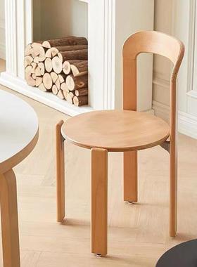 中古彩色椅子奶油餐厅圆凳简约设计师Rey椅实木餐椅可叠放雷伊椅