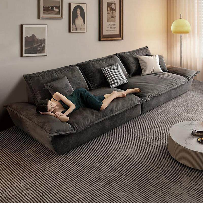 意式极简帆船轻奢布艺沙发客厅大小户型家用直排超宽坐深真皮沙发