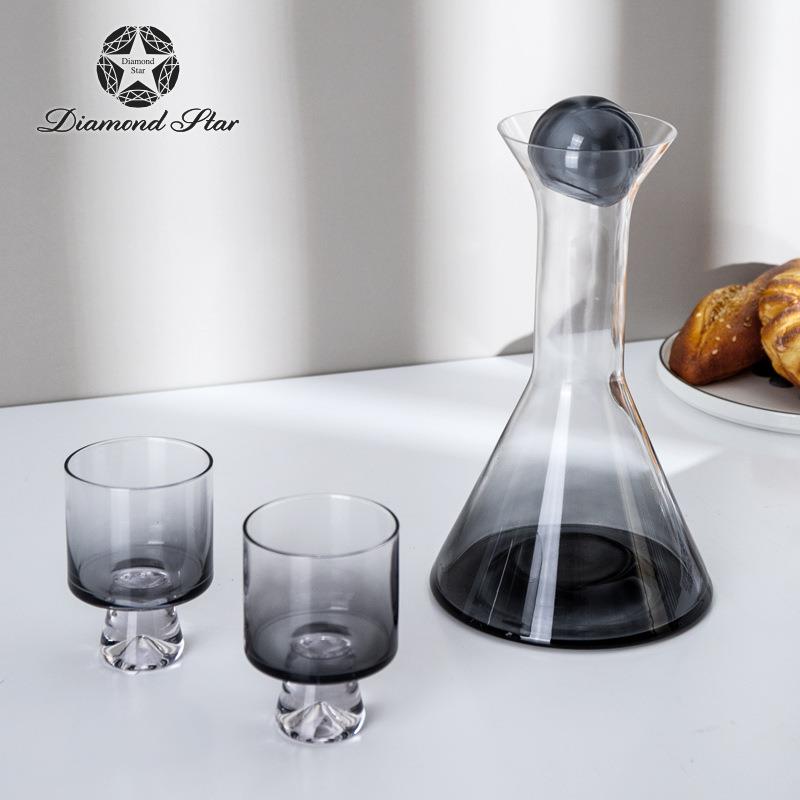 灰色威士忌杯壶玻璃酒具套装现代餐厅酒柜软装酒壶洒杯