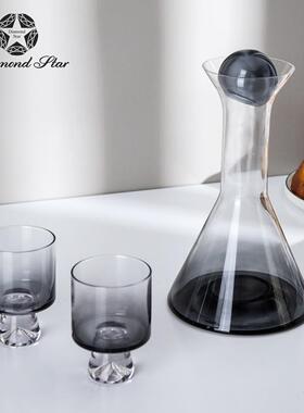 灰色威士忌杯壶玻璃酒具套装现代餐厅酒柜软装酒壶洒杯
