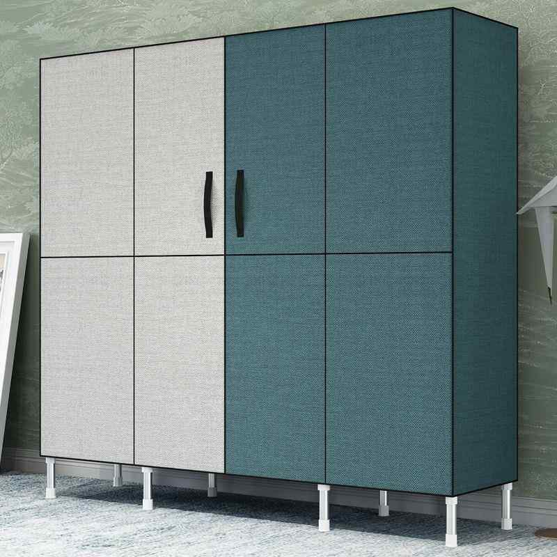 加粗加厚钢管简易衣柜卧室家用带抽屉布艺收纳柜顶天立地挂衣架