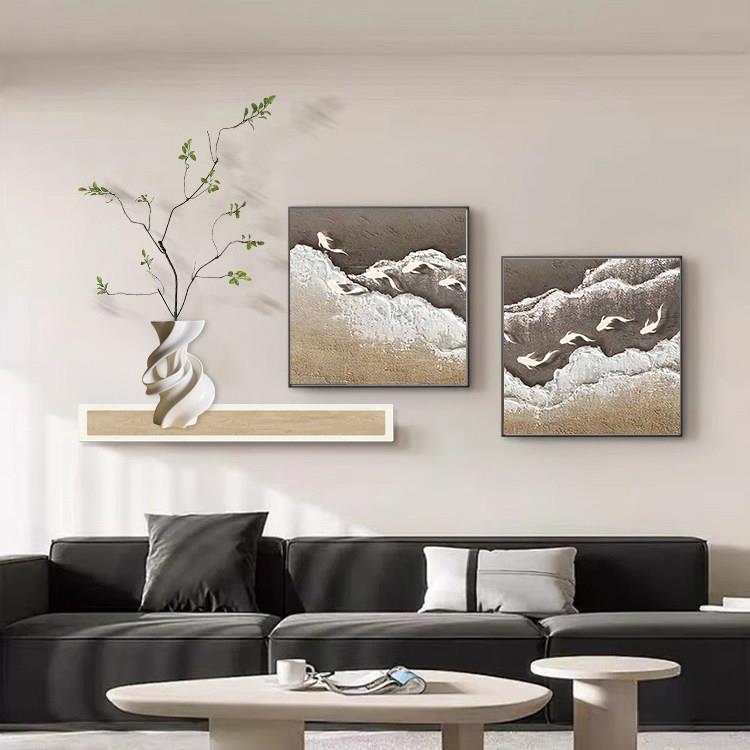 现代简约客厅挂画背有靠山电视沙发背景墙面装饰画高级感饭厅壁画