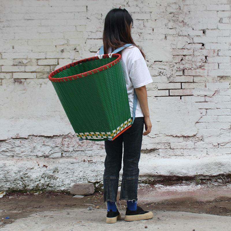 采蘑菇背篓农村特大号大人背篓塑料纯手工编织贵州背篼捡菌子背筐
