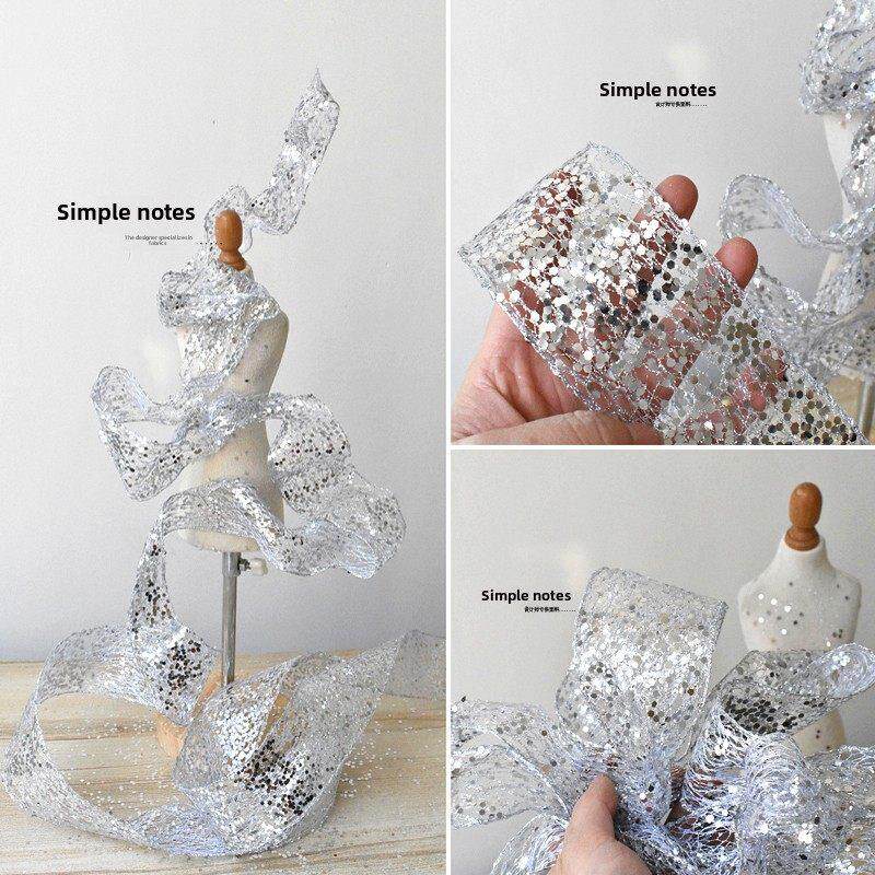 银色亮片蕾丝花边辅料烫金网纱婚礼装饰镂空创意服装设计塑形面料