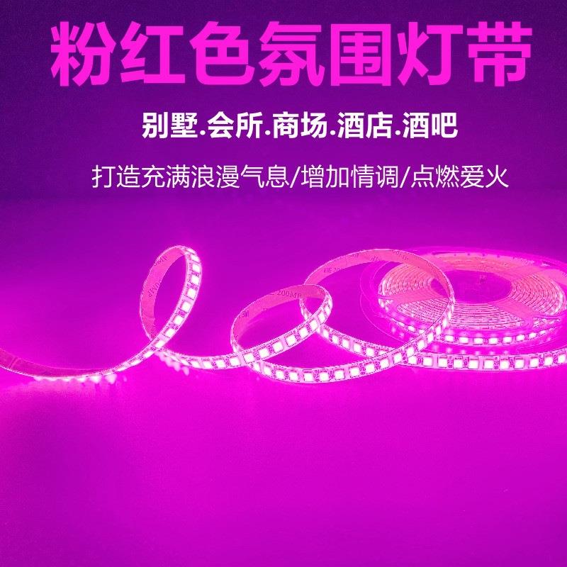 led灯带12V2835超高亮防水120珠贴片24伏粉红玫红亚克力粉紫灯条