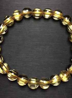 天然猫眼钛晶手链浓密板状单圈发晶手串 男女款珠链珠串规格8毫米