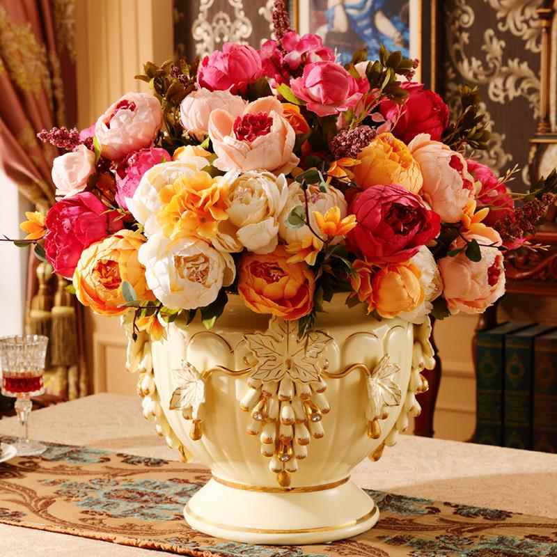 正品欧艺式罗马子摆大件客厅高档奢华花瓶柱陶瓷落地花瓶插花装饰