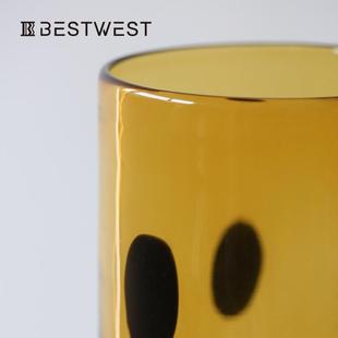 Best 花瓶氛围感摆件 west 斑点棕色琥珀玻璃烛台香薰高级感软装