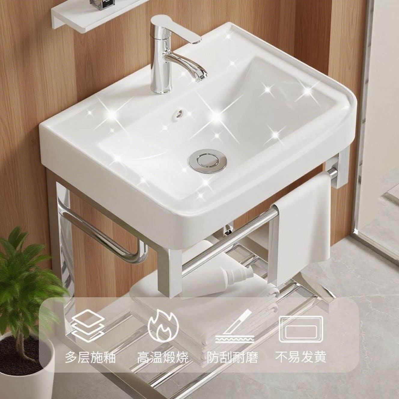 简易陶瓷洗手盆柜小户型家用洗脸盆单盆卫生间洗漱池阳台挂墙台盆