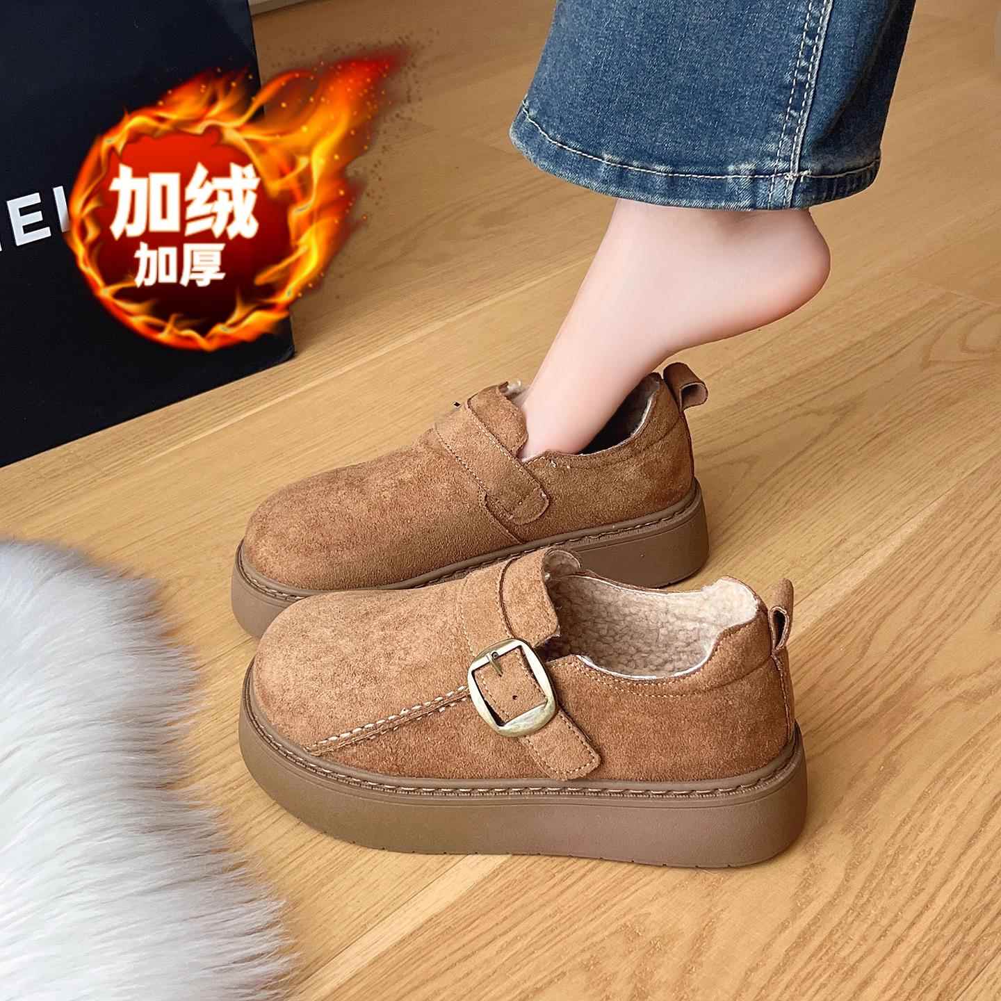 秋冬季厚底加绒勃肯鞋女2025新款外穿保暖鞋一脚蹬全包博肯1202n