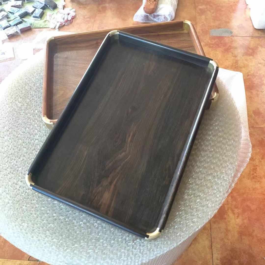 紫光檀木托盘长方形木茶盘花梨木水果盘子黑檀木盘文玩盘厂家批发