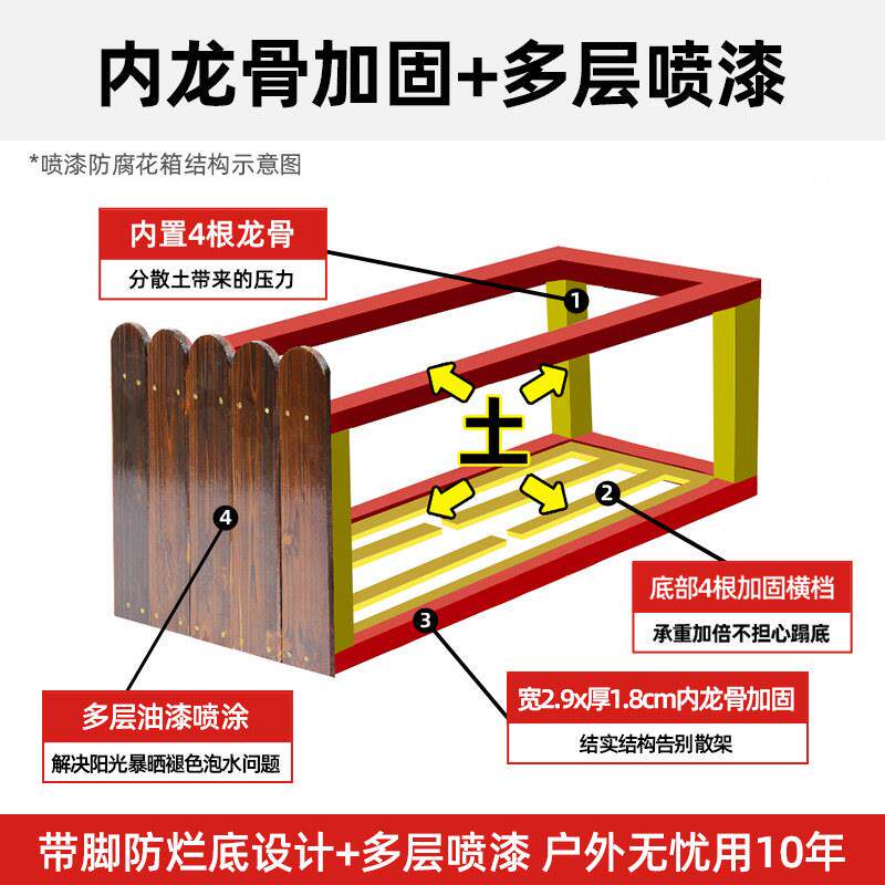 户外防腐木花箱台楼阳顶种菜植箱木花盆家用台种盆庭院大露PWM号