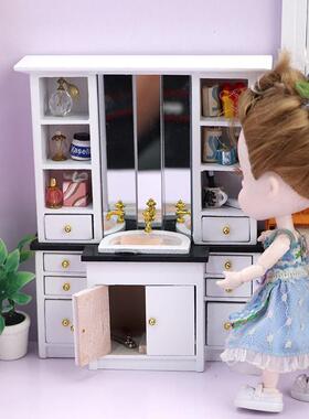1：12娃娃屋迷你家具BB124-WH摆件O台1水1娃娃家具洗手浴室槽