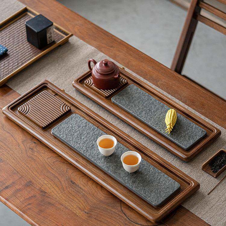 高档夫乌金石台实木茶盘家用客厅功茶具茶海干重竹长xj001方泡排