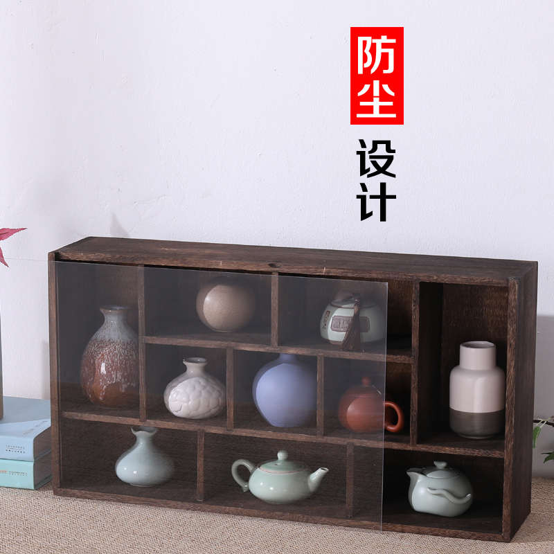 防尘实木小博古架茶杯茶壶收纳架功夫茶具置物架挂墙多宝格展示架