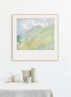 原木风挂画奶油风治愈系春暖花开风景正方形客餐厅卧室壁画装饰画