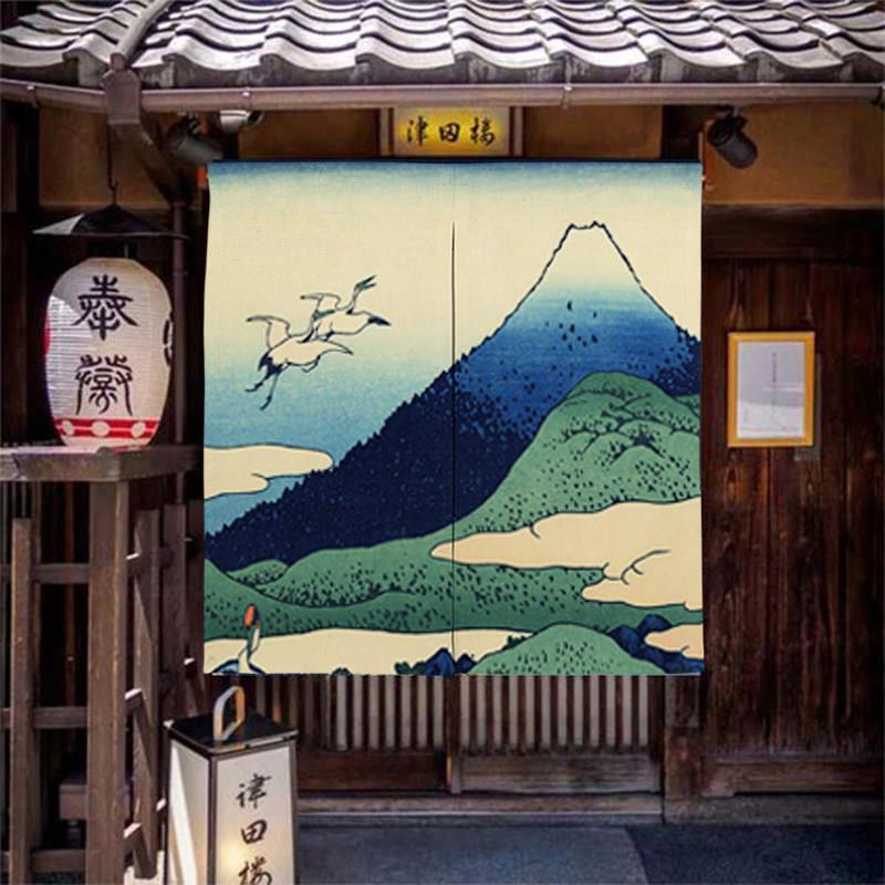 日式门帘半帘禅宗浴室帘卧室布艺厨房隔断帘柜帘无冲孔帘