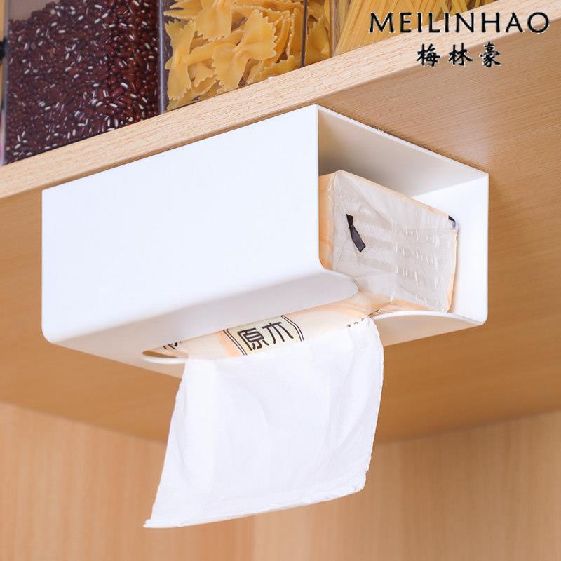 纸巾盒壁挂式抽取式卫生纸纸盒厨房纸巾倒挂盒餐巾纸架悬挂免打孔图片