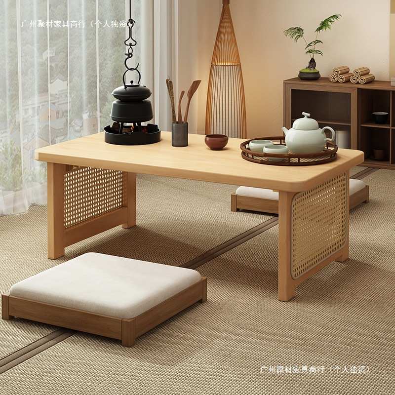 飘窗小桌子家用榻榻米茶桌禅意日式非实木可折叠炕几卧室坐地矮桌