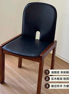 桌意BMY247式简黑色设计餐椅中古侘寂木咖啡书岛极台实靠背单人化