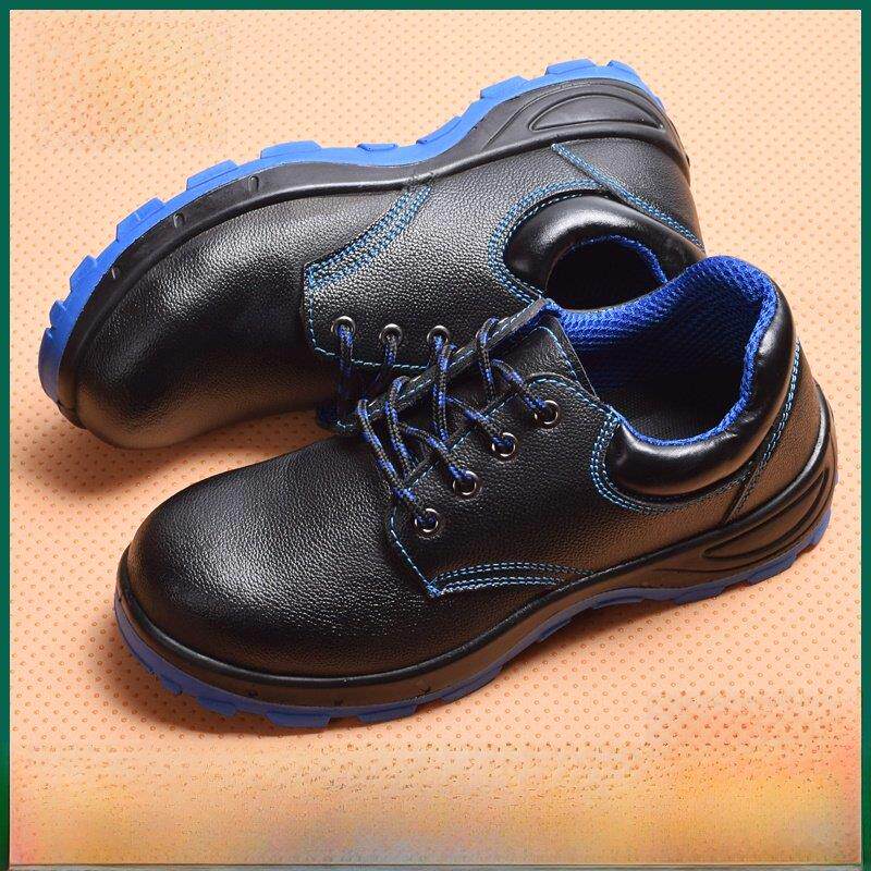采购产品男牛皮劳动保护鞋，实心底钢头帽，防摔防刺安全鞋，轻便
