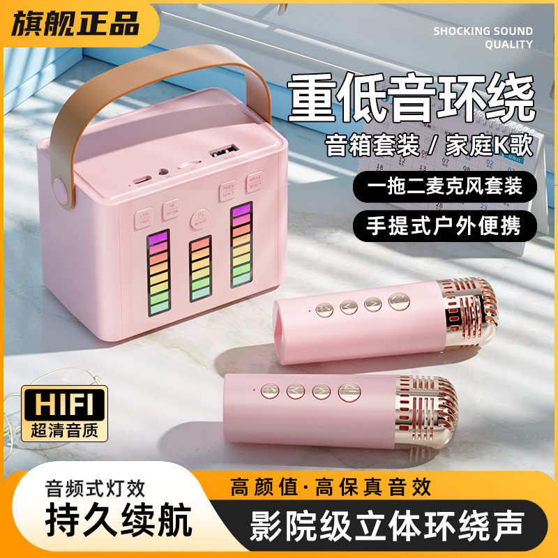 蓝牙音响高音质便携户外无线音箱大音量家庭K歌麦克风一体低音炮