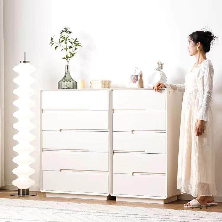 全实木八斗无品牌/柜皮质极简奶柜油风床尾收纳现代简六客约厅五