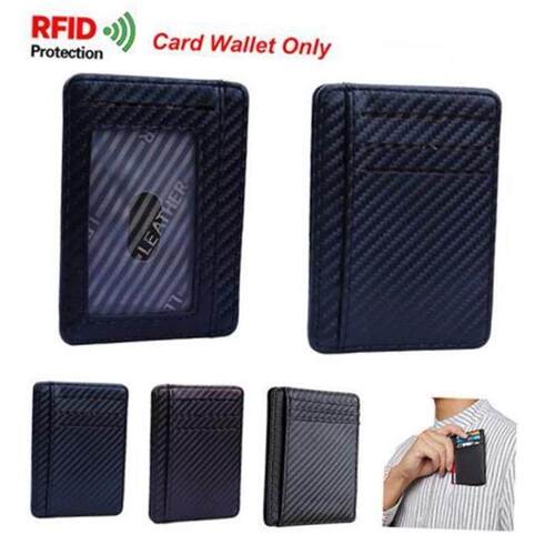 Slim RFID Blocking Leather Wallet Credit ID Card Holder Purs