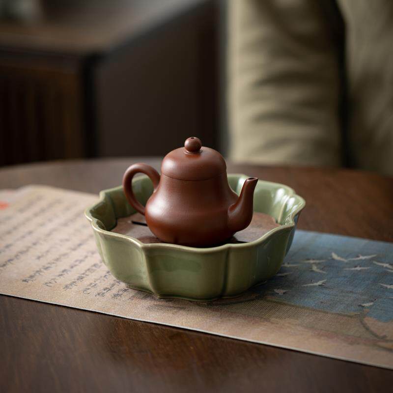 青瓷壶承储水茶托盘陶瓷干泡台茶盘功夫茶具茶承盘茶壶垫子零配件