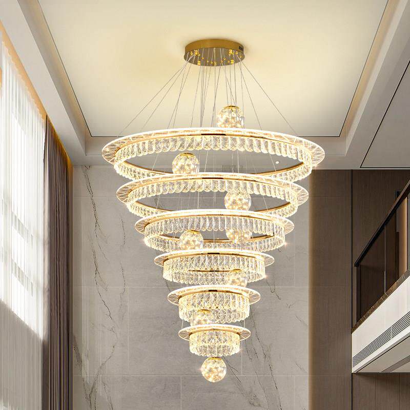 别墅挑空客厅吊灯轻奢现代loft公寓楼梯吊灯2025新款覆式楼大吊灯