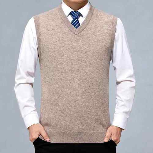 男士山羊衫马甲HNE秋冬坎肩大羊码无袖背心休闲绒宽松领毛针织马