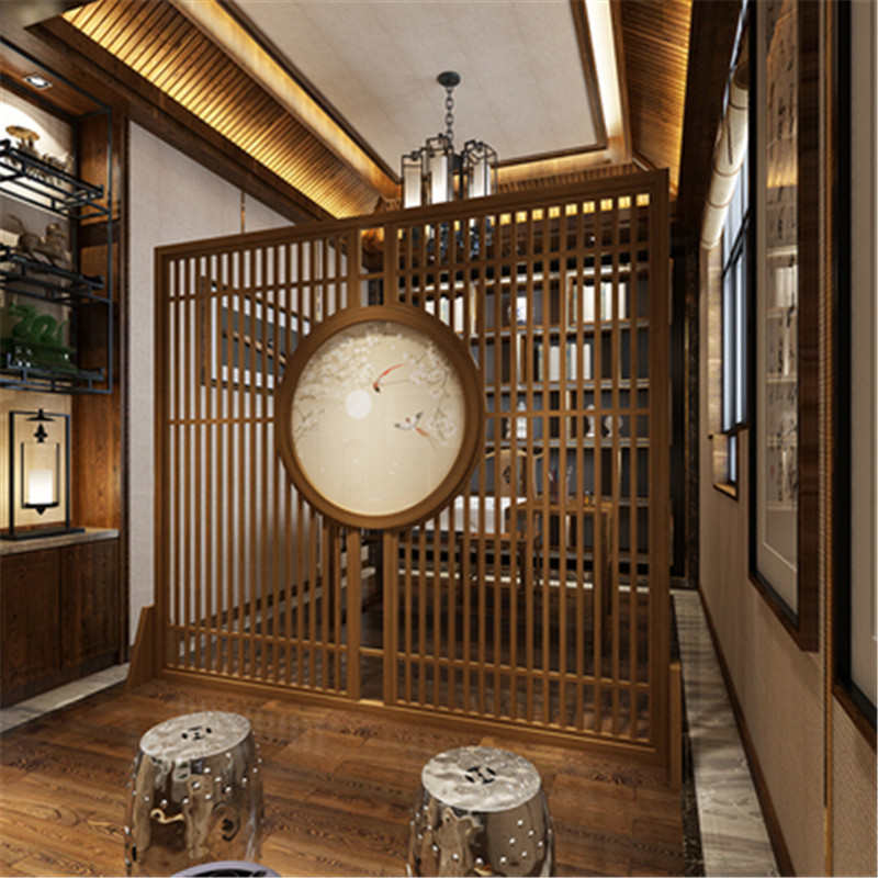 屏座中式 公司屏风屏风实木木质格栅新隔断简约玄关墙大厅格栅