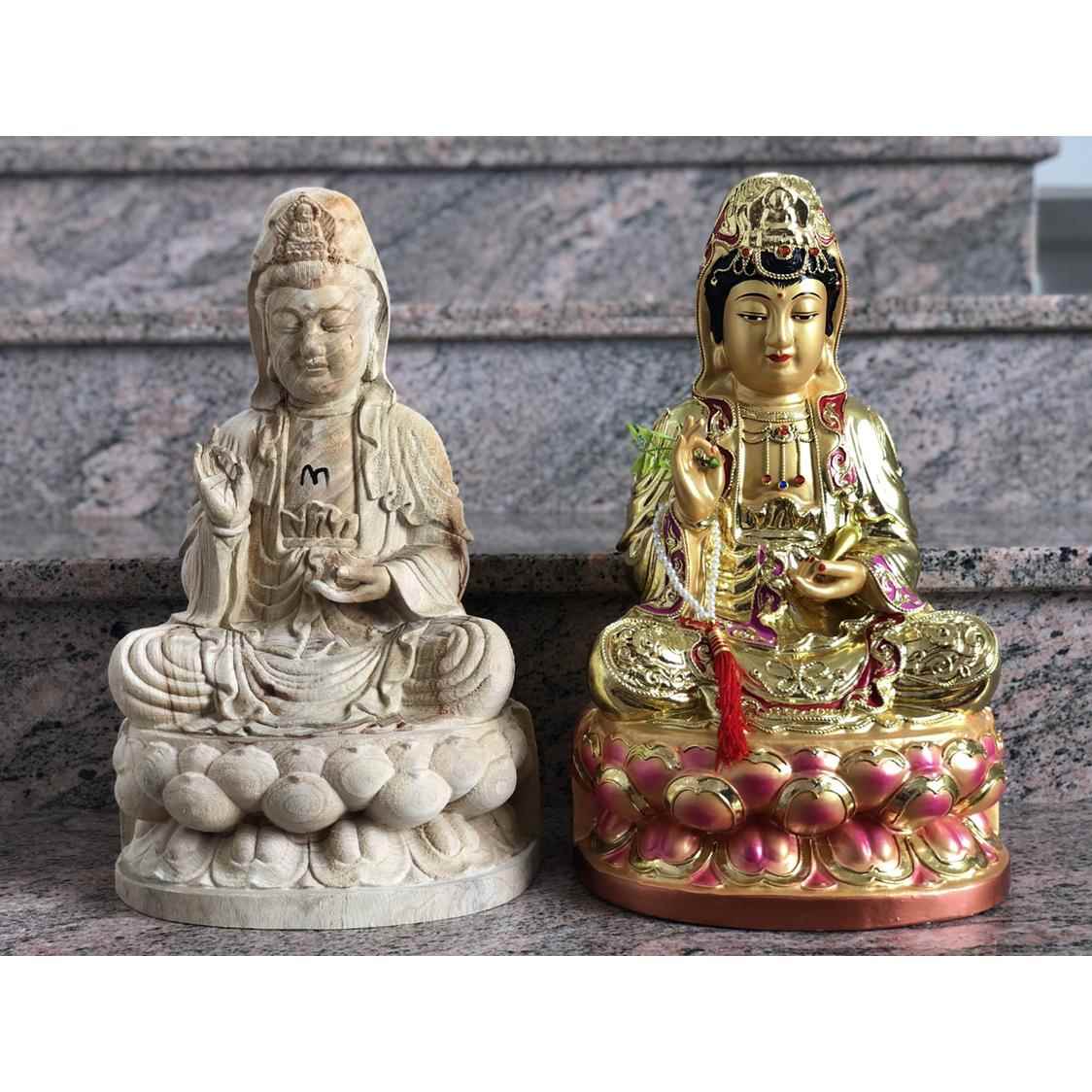 正品樟木木像观音菩萨观音坐莲观音菩雕萨南海观世音像佛供奉摆件