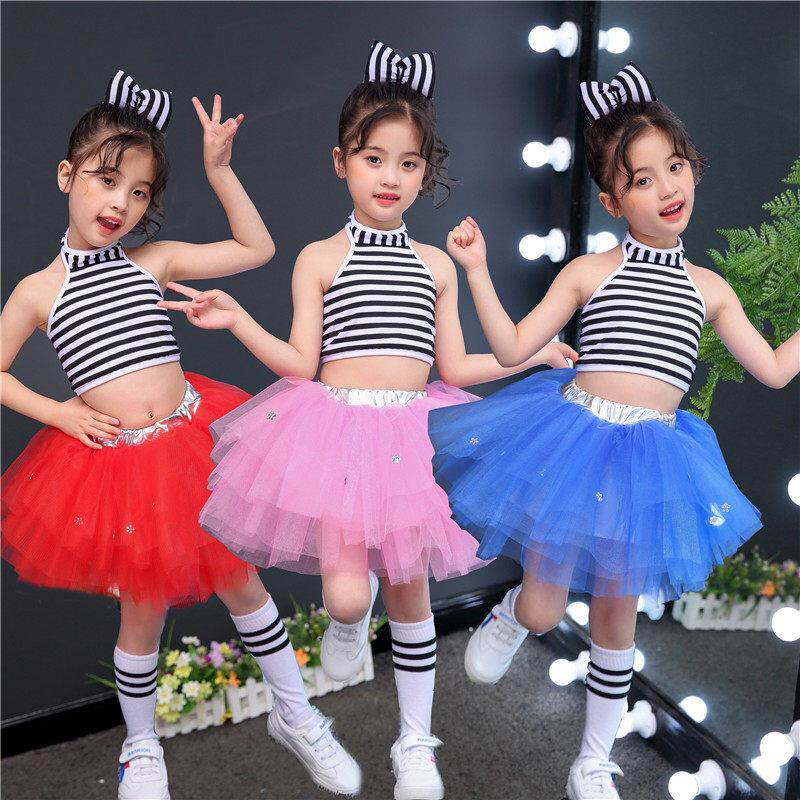 新款六一儿童演出服蓬蓬纱裙幼儿园可爱粉舞蹈裙亮片爵士舞表演服