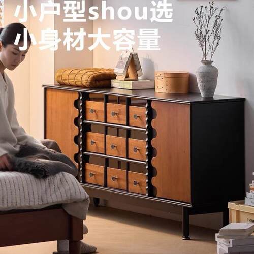 中古风化妆梳妆台卧室床尾化妆台法式复古实木伸缩斗柜转角一体