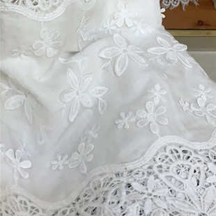 394水溶镂空棉布立体3D花朵满幅刺绣蕾丝裙摆花边