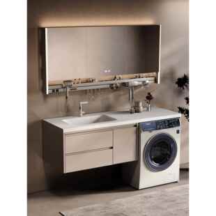 定制洗衣机洗手一体柜岩板热弯一体盆ENF浴室柜卫生间洗漱台组合