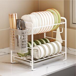 厨房碗架晾放碗盘碗碟碗筷收纳沥水架免打孔窄边双层台面厨具