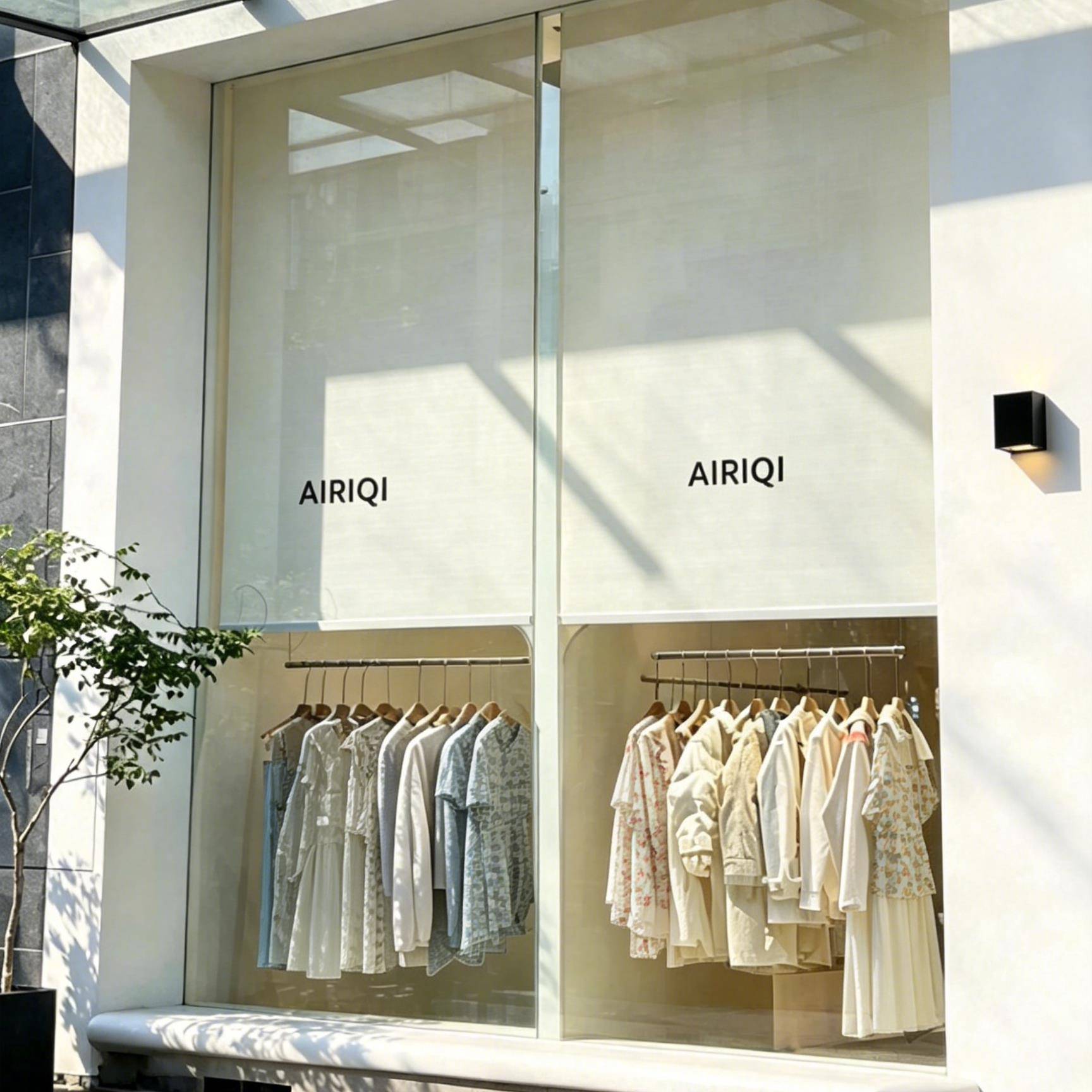 女装橱窗亚麻卷帘定制logo服装店西晒窗户遮阳帘遮挡帘电动升降帘