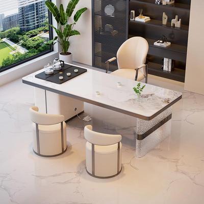 225新款端CBS高岩板茶桌烧0水壶一体嵌入茶具一整套办公室家用式