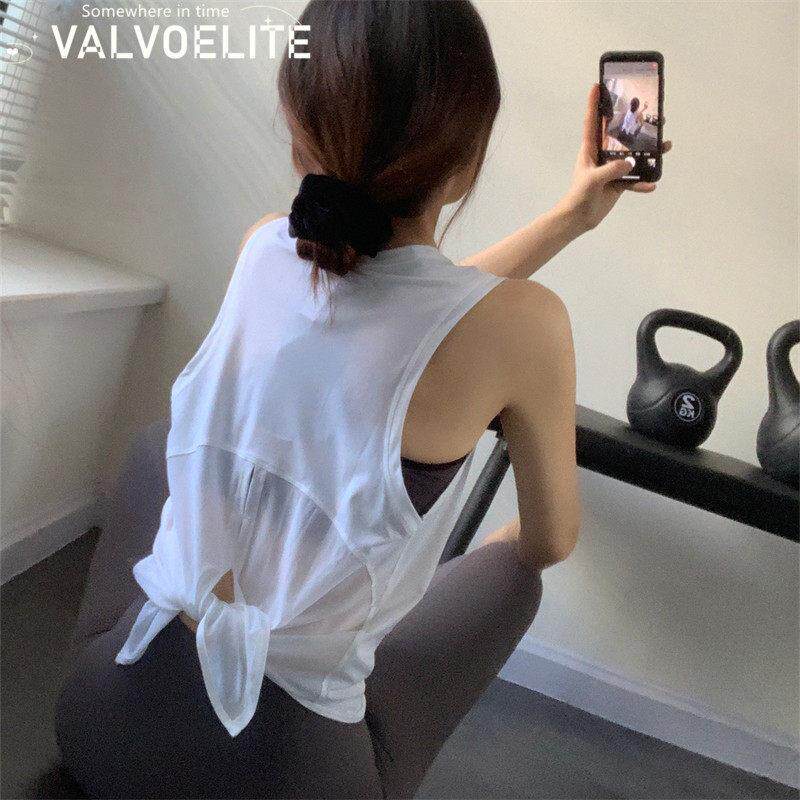 VALVOELITE宽松薄款运动背心女外穿美背瑜伽服罩衫速干跑步健身服