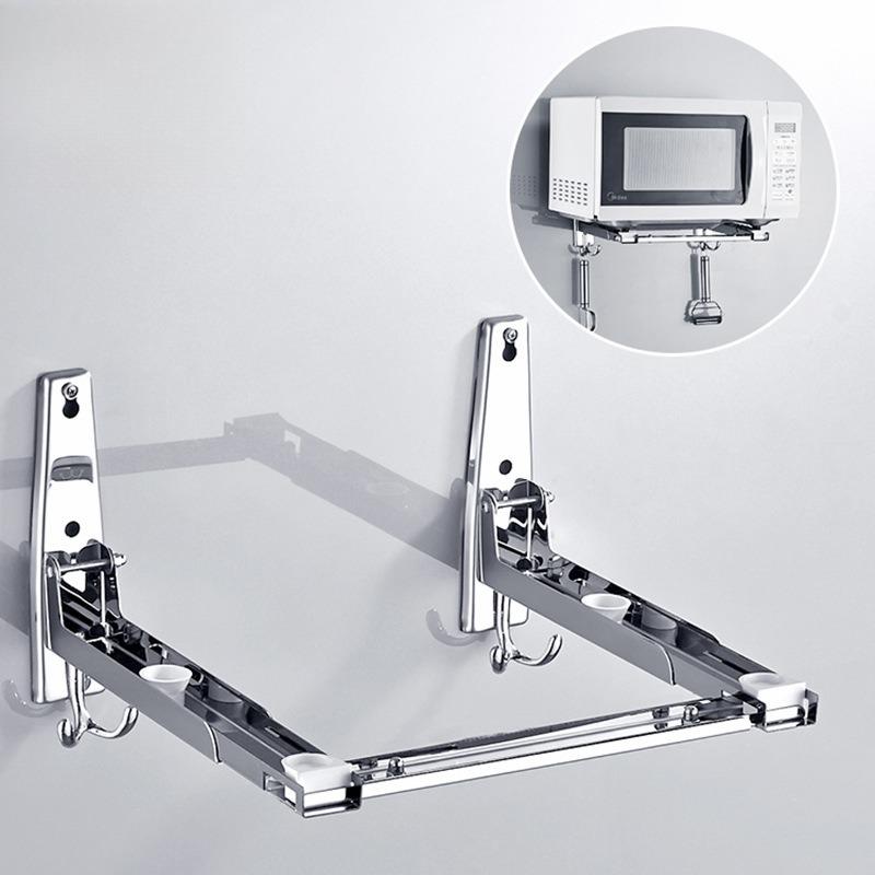 德国进口微波炉置物架加厚壁挂式支架不锈钢厨房托架收纳架子墙上