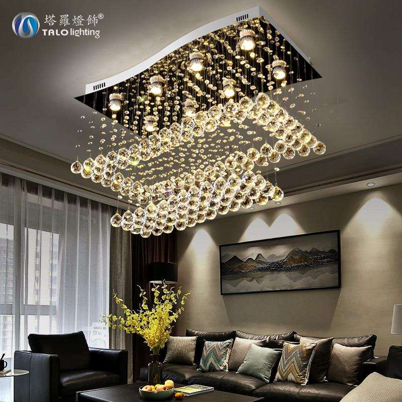 led水晶吊线灯具 创意卧室客厅吸顶灯 现代简约水晶餐厅装饰灯饰