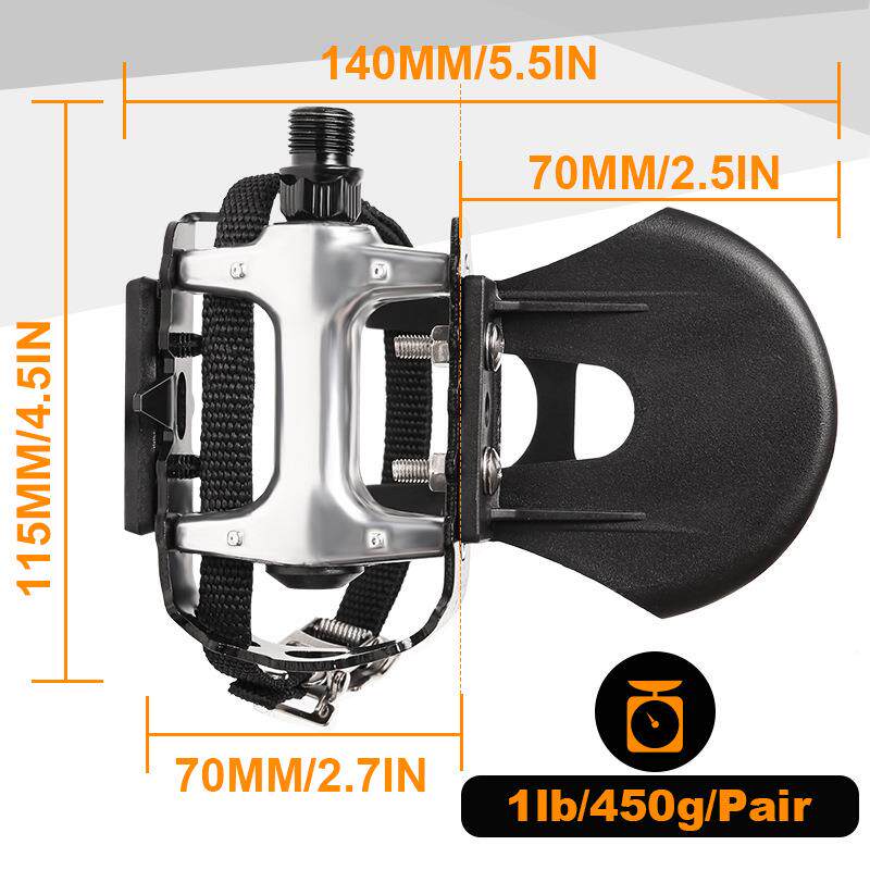 新款直销自行车脚踏铝合金带狗嘴平踏防滑公路车脚踏脚趾夹带自行