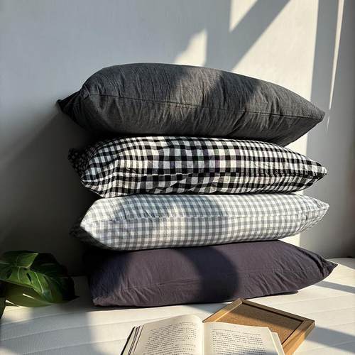 100%纯棉·水洗棉枕套一对 全棉纯棉枕头套 48x74cm