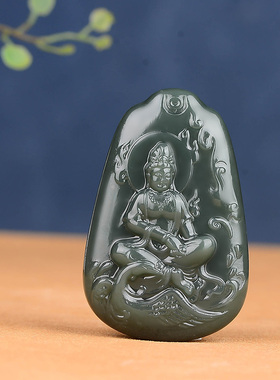 大漏！御凤观音 天然和田玉观音挂件吊坠53.09克 大师作品