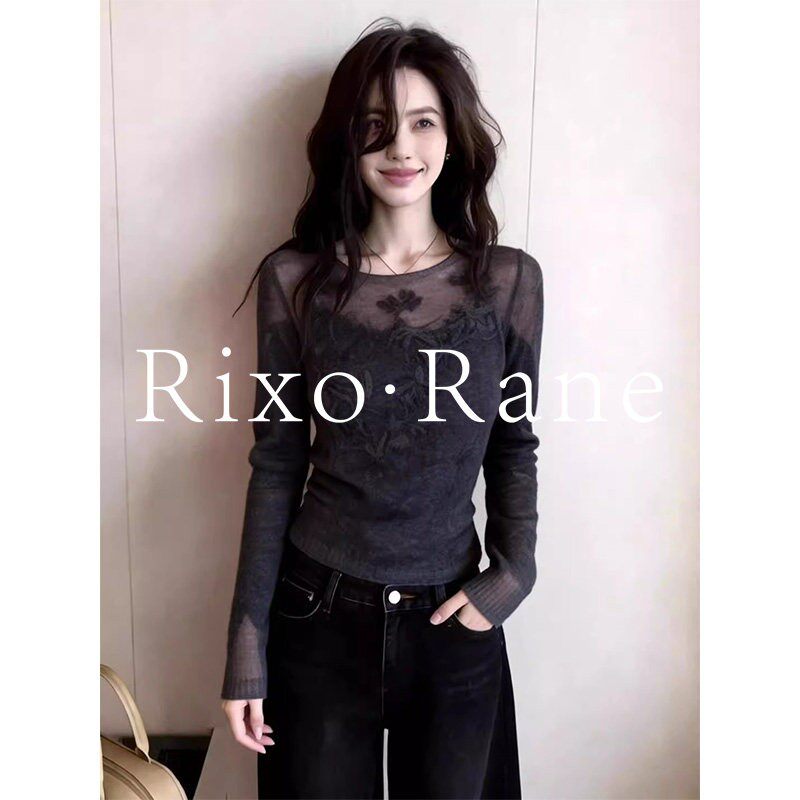 法国Rixo Rane 法式性感风灰色蕾丝针织衫女春宽松显瘦百搭上衣