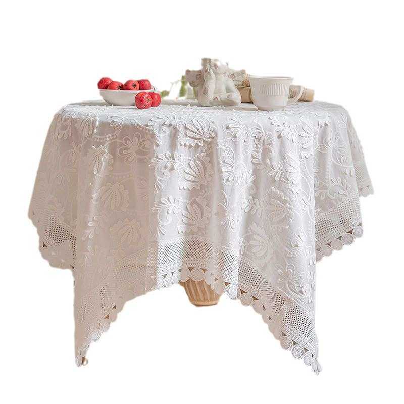 白色蕾丝餐桌布立体绣花布艺ins风法式圆桌布家用长方形茶几布,居家布艺,椅套/椅垫,淘宝优惠券,粉丝福利购,淘宝优惠卷